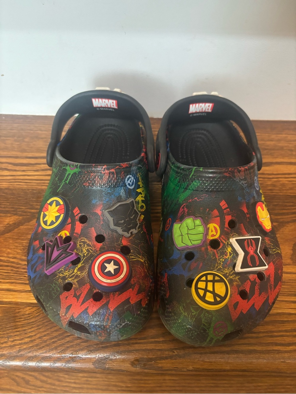 Marvel Black Multicolor Superhero Clogs for Kids